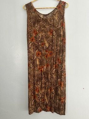 B&K Leopard Print with Brown Paisley Design Dress
